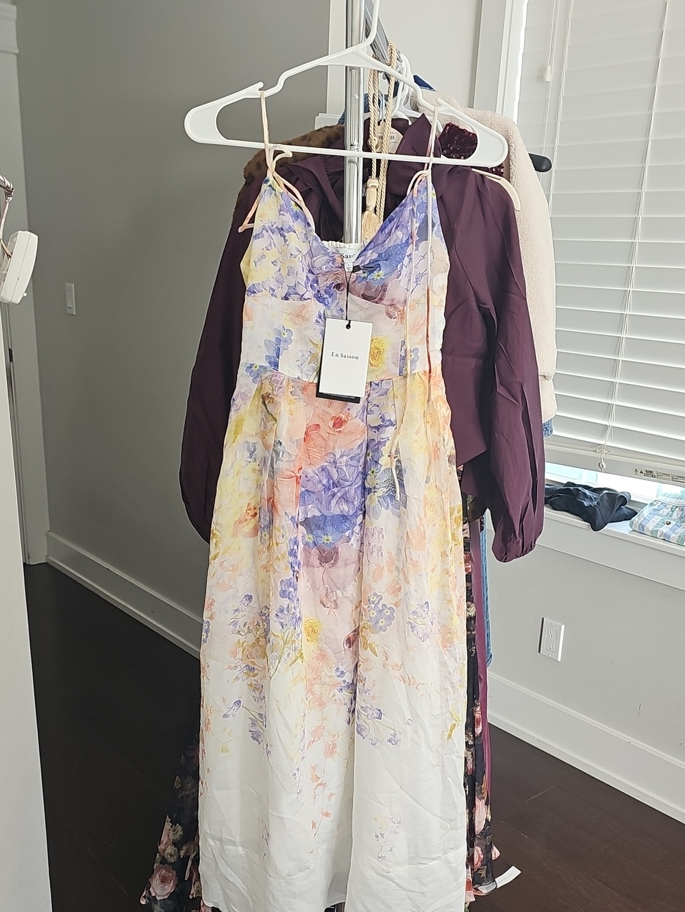 En Saison Pastel Floral Maxi Dress in Yellow and Lavender